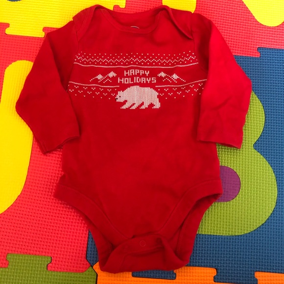 Old Navy Baby Happy Holidays Onesie Long Sleeve - Picture 2 of 4
